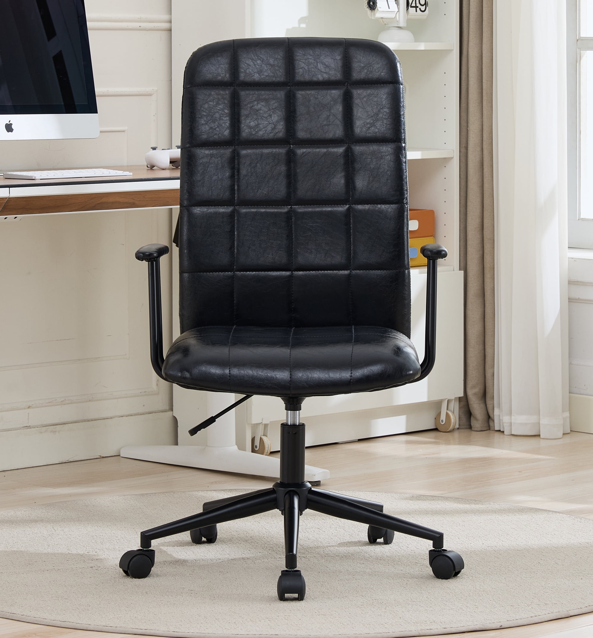 Office Chair, Swivel Chair, Executive Desk Chair with High Backrest, 360 Degree Rotation, Adjustable Gas Lift and 5-Star Base, for Home Office, Black PU Leather