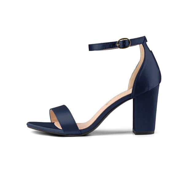 BLISSFUL STEP Women's Shoes Ankle Strap Buckle Block Heel Sandals