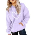 thumbnail image 2 of WQNVRNR Kids Valentine's Day Hoodie- Long Sleeve Fleece-Lined Heart Casual Sweatshirt with Pocket Purple Size 5, 2 of 6