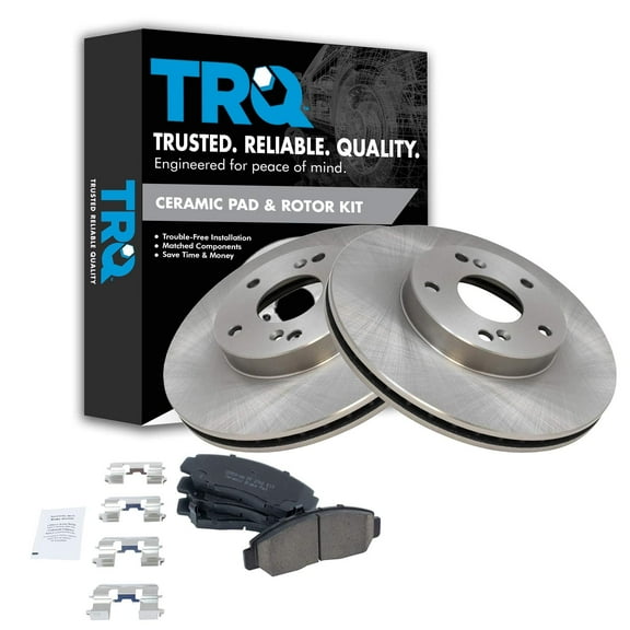 TRQ Front Brake Pad & Rotor Kit Brake Pads Brake Rotor Ceramic Fits Select 2003-2007 Honda Accord 2006-2010 Civic
