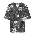 thumbnail image 5 of Jjayotai Summer Tops for Women 2025, Trendy Boho Floral Short Sleeve Shirts, Loose Fit Casual Dressy Basic Tee, V Neck Blouses for Women Multicolor^15 M, 5 of 5
