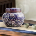 thumbnail image 4 of Ceramic Ginger Jar Vase with Lid Flower Arrangement Chinese Desktop Crafts Blue, 4 of 9