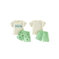 thumbnail image 2 of BemeyourBBs Toddler Baby Boys Fishing Outfit Infant Baby Boys Summer Clothes Short Sleeve Fishi Sailboat Embroidery Letters T-shirt with Pockets Striped Plaid Shorts Set, 2 of 9