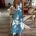 thumbnail image 2 of YuXingFu Teen Dresses Maxi V-Neck Plus Size Womens Dress Sleeveless Floral Long Casual Summer Light Blue S, 2 of 5