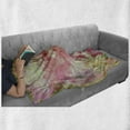 thumbnail image 6 of Flower Soft Flannel Fleece Throw Blanket, Floral Design with a Grunge Style Dated Background Retro Artisan Pattern, Cozy Plush for Indoor and Outdoor Use, 70" x 90", Pink and Green, by Ambesonne, 6 of 6