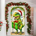 thumbnail image 6 of ToyKingdee Christmas Dinosaur Door Cover Large Dinosaur Door Banner Decorations T-Rex Delivering Gifts Door Backdrop Photography Background for Xmas Holiday Party Supplies, 6 of 6