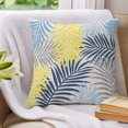 thumbnail image 3 of Pillow Covers 16x16 Set of 2, Blue Yellow Grey Palm Leaves Throw Pillow Covers Decorative Couch Cushion Cover, Summer Botanical Tropical Leaf Microfiber Soft Pillowcases for Bedroom Living Room Sofa, 3 of 9