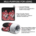 thumbnail image 7 of Red Mushroom Line Black Pattern Kitchen Oven Mitt and Pot Holder Sets 4 Pcs for Baking, Cooking and Grilling, Heat Resistant Up To 392 °F, 7 of 7