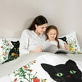 thumbnail image 4 of jejeloiu Cartoon Cat 7pcs Bedding Comforter Set,Colorful Flower Floral Queen Bedding Sets,Black Kitten Queen Sheet Sets For Girls Kids,Luxury Bedroom Decor Reversible, 4 of 8