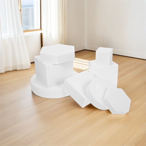 Raindrops Photobooth Geometric White Foam Cube Set 8 Pieces Lightweight for Party Decoration and Photography Props