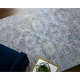 thumbnail image 3 of 5' X 8' Blue and Ivory Abstract Hand Woven Distressed Area Rug With Fringe, 3 of 10