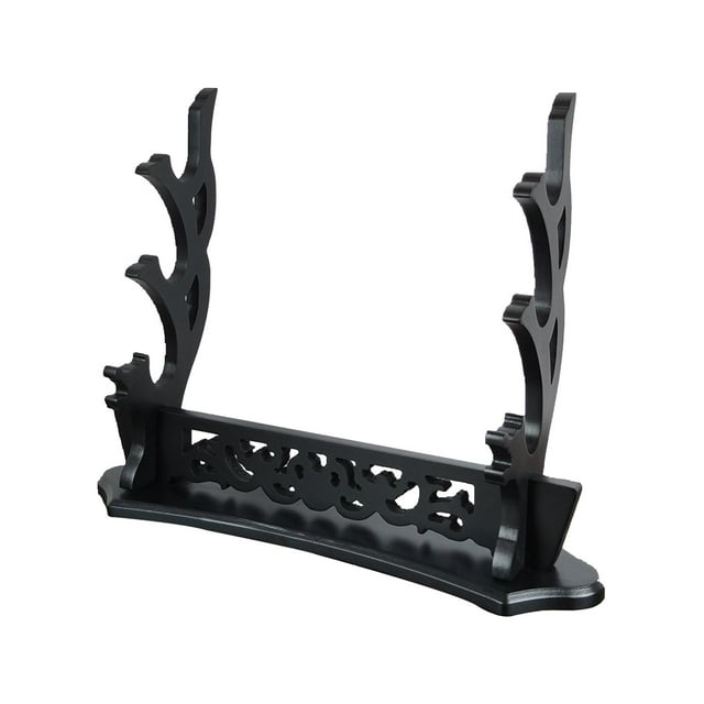 Solid Wood Samurai Stand Desktop Bracket Support Rack for Wakizashi Tanto Black
