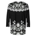 thumbnail image 4 of Njagoc3 Womens V - Neck Flowy Tunic, 3/4 Flared Sleeve Top with 3D Floral Appliqués, Lightweight for Summer&Fall Gatherings, 4 of 6
