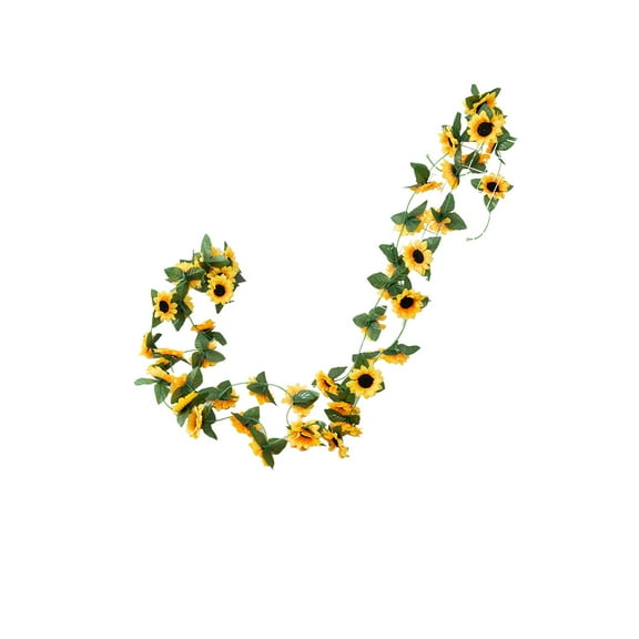 Beautynvta Artificial Sunflower Garland, Fake Silk Hanging Sunflower Vines with Green Leaves for Garden Wedding Arch Table Home Decor