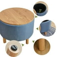 thumbnail image 3 of Round Coffee Table with Storage for Bedroom Living Room Round Ottoman as a Foot Rest Multi-Function High-Capacity Cotton and Linen Fabric Natural Color Desktop Natural Color Feet, 3 of 4