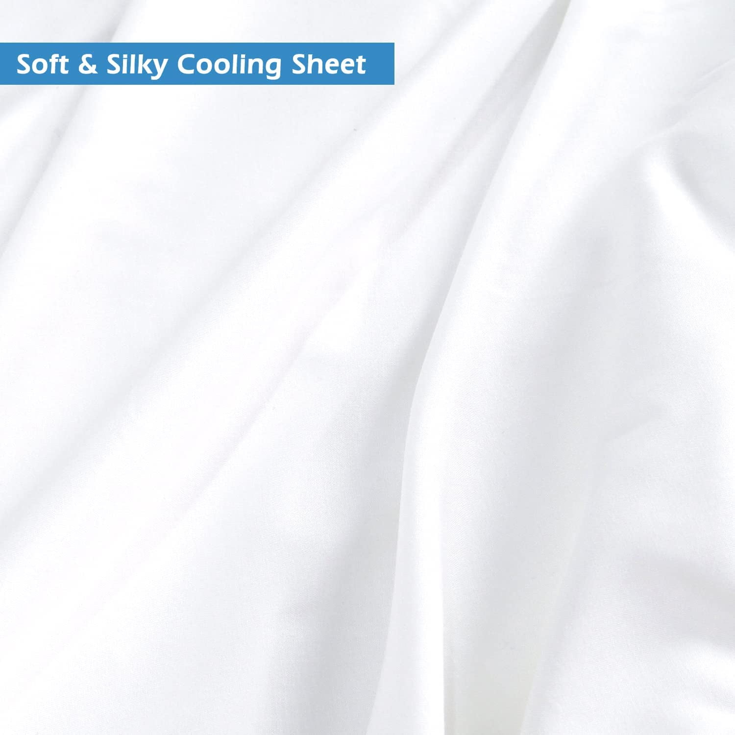 4 Piece Bamboo Bedding Set Queen Size, Microfiber Cooling Sheet Set White Color Deep Pocket Sheets