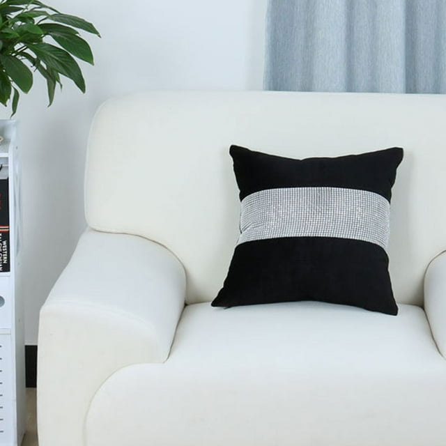 Funda de cojín PiccoCasa con diamante de terciopelo para decoración de bodas y fiestas 45 x 45cm negro