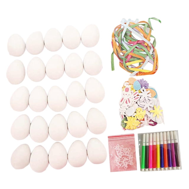 Kit de 25 adornos para huevos de Pascua, huevos artificiales, suministros multifuncionales para manualidades navideñas, rellenos para cestas.