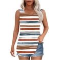 thumbnail image 2 of Frostluinai Striped Tank Tops for Women Sleeveless Round Neck Tunic Shirts Vintage Color Block Pleated Tanks Plus Size Summer Tank Tops, 2 of 6