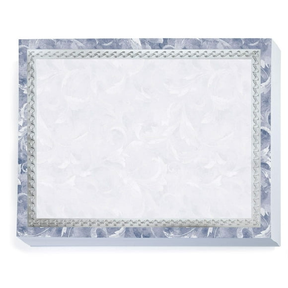 PaperDirect Blue Marbleized Leaf Specialty Certificates, Silver Foil Embossed Border 8 1/2 inch x 11 inch, 38lb Cover Stock, 50 Count, for School, Work, Diplomas & Award Certificates