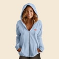 thumbnail image 3 of Dalix Strawberry Embroidered Fleece Zip Washed Hoodie Cold Fall Winter Women in Misty Blue S Small, 3 of 5