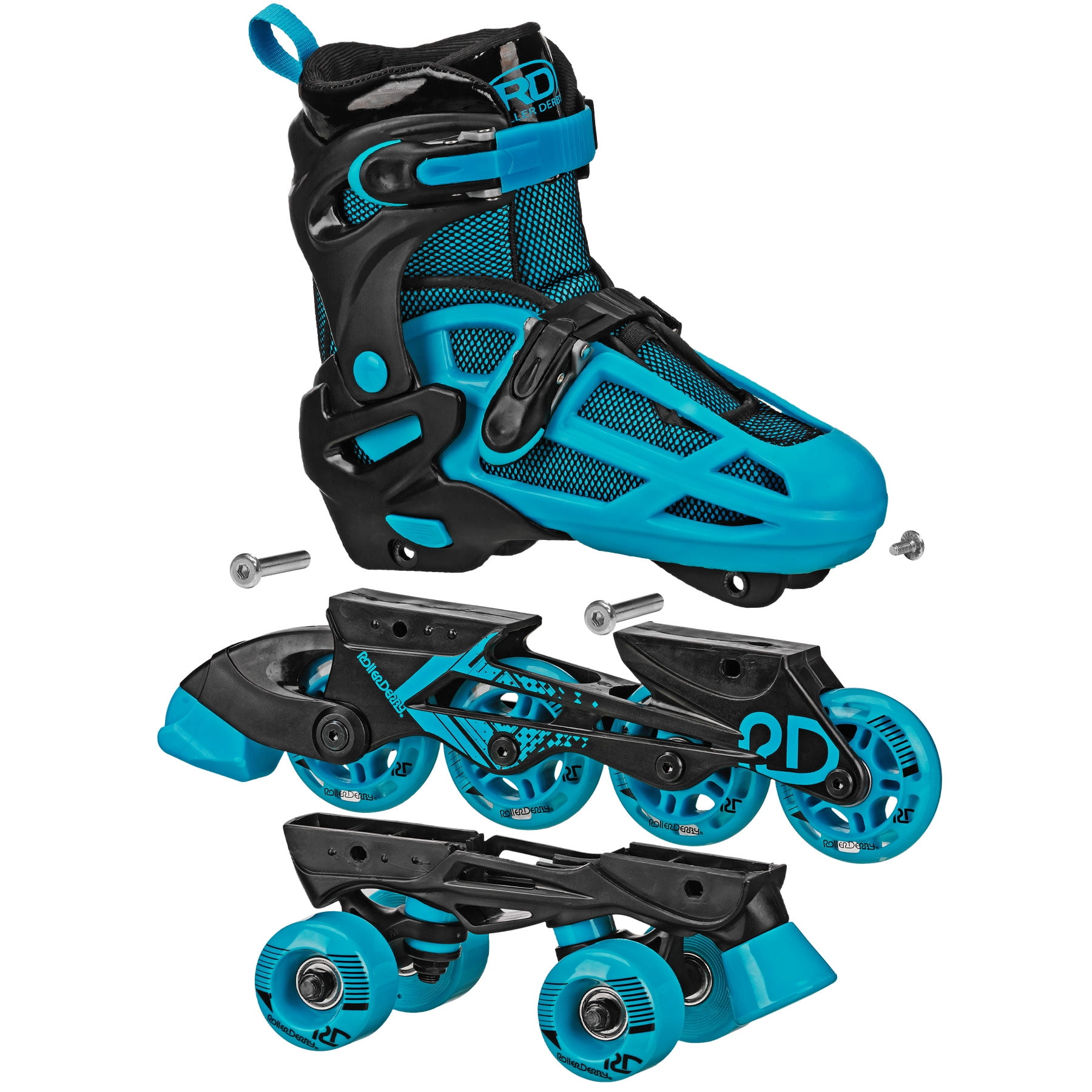Roller Derby 2n1 Adjustable Falcon Boy's Skates Black/Blue, Size 3-6