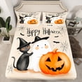 thumbnail image 2 of Manfei Teens Happy Halloween Bed Sheets, Magic Black Cat King Sheets, Cartoon Ghost Pumpkin Sheet Set, Super Cozy Room Decor, 4 Pieces, 2 of 7