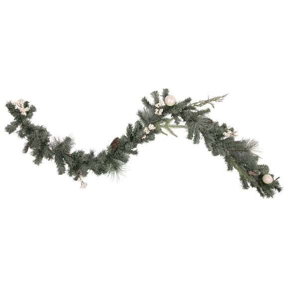 Northlight Pre-Lit LED Mixed Pine and Berries B/O Christmas Garland - 6' x 12" - Warm White Lights