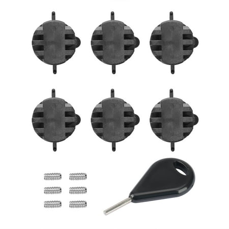 

6PCS Surfboard Tail Rudder Slot for Style Fin Plugs G5 Leash Plugs Box with Screws Key Wrench for FIN Base Black