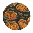 thumbnail image 4 of HAOXIT  Autumn Pumpkin Round Tablecloth, Seasonal Continuous Pattern of Halloween Fruit and Leaves Illustration, Circle Table Cloth Cover for Dining Room Kitchen Decoration,  Orange Black 54-58, 4 of 8