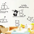 thumbnail image 1 of Cartoon Lovely Cats Removable Wall Sticker Decal, Children Kids Baby Home Room Nursery DIY Decorative Adhesive Art Wall Mural, 1 of 4