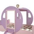 thumbnail image 6 of MODERNLUXE Twin Size Princess Bed Frame,Wood Carriage Bed with Crown and Stair,Car Platform Bed for Home,Purple+Pink, 6 of 8