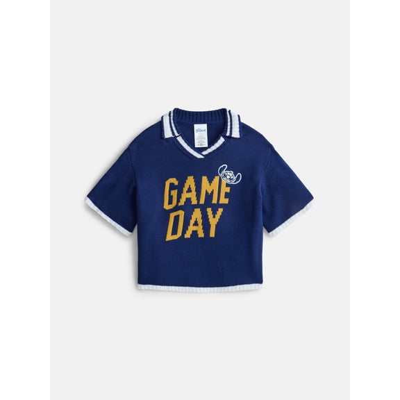 Stitch Girls Game Day Short Sleeve Sweater, Sizes 4-16