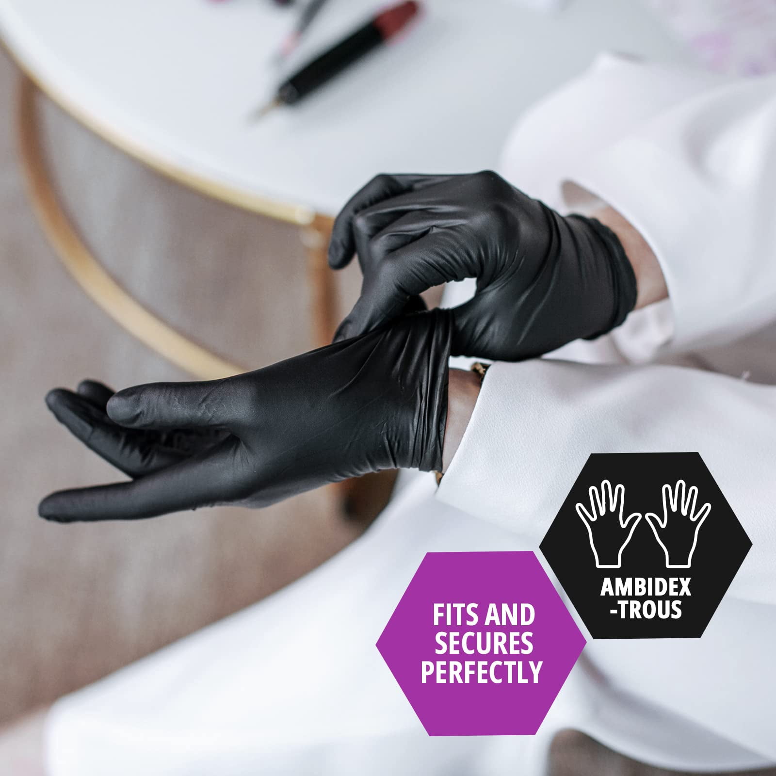 Med Pride Black Nitrile Disposable Gloves 4 Mil Thick, 1000 Count Nitrile Gloves Latex-Free, Powder-Free & Non-Sterile, Small