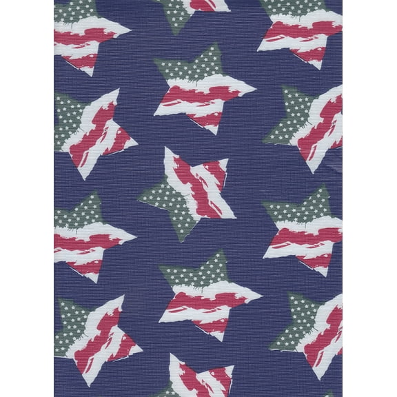 Day by Day PEVA Flannel Backed Tablecloth 52 x 70 Vinyl Patriotic Stars Red White Blue Indoor Outdoor