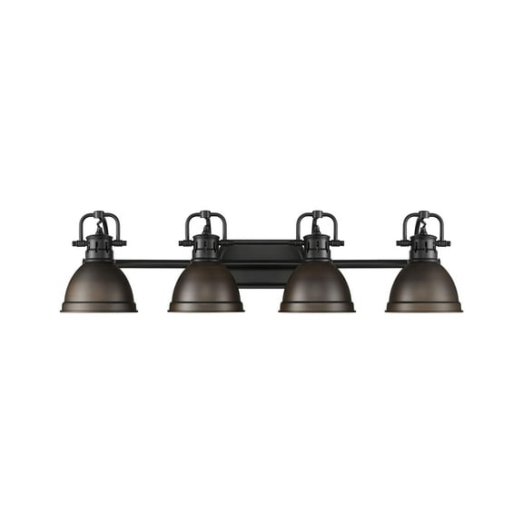 Yep by Golden Lighting Duncan 4-light Vanity in Matte Black and Rubbed Bronze shade