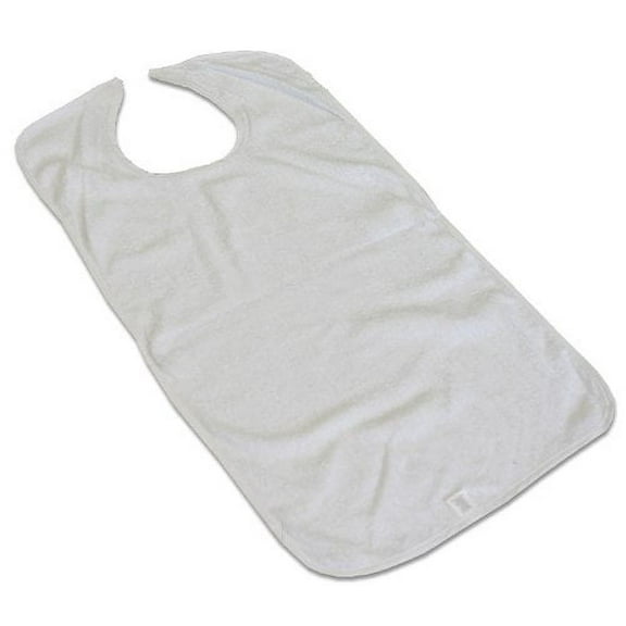 6 Terry Adult Bib with Velcro Closure (White)