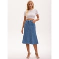thumbnail image 7 of DARING DIVA Women's Denim Ruffle Below Knee Fishtail Jean Skirts Medium Light Blue, 7 of 7