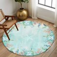 thumbnail image 2 of Round Area Rug 8 Ft, Blue Coastal Washable Non-Slip Circle Carpet for Living Room/Bedroom, Summer Nautical Beach Coral Starfish Collection Low-Profile Large Area Rugs for Indoor, 2 of 8