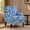 Blue and White Stripes, variant on Upholstered Accent Chair, Vintage Armchair with Blue and White Porcelain Printed Linen Fabric and Nailhead Trim for Living Room Bedroom