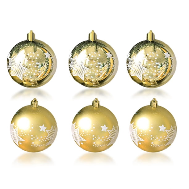 Paquete de 6 Bolas de decoración de Navidad Colgantes de Navidad Árboles de árboles Adornos Ceremonia Decoraciones del Partido Hotel Home Supplies Gold kenally HA009800-03B