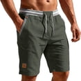 thumbnail image 2 of Dwellite Mens Shorts Casual Classic Fit Cotton Summer Beach Shorts with Elastic Waist and Pockets 2026 Army Green 2XL, 2 of 4