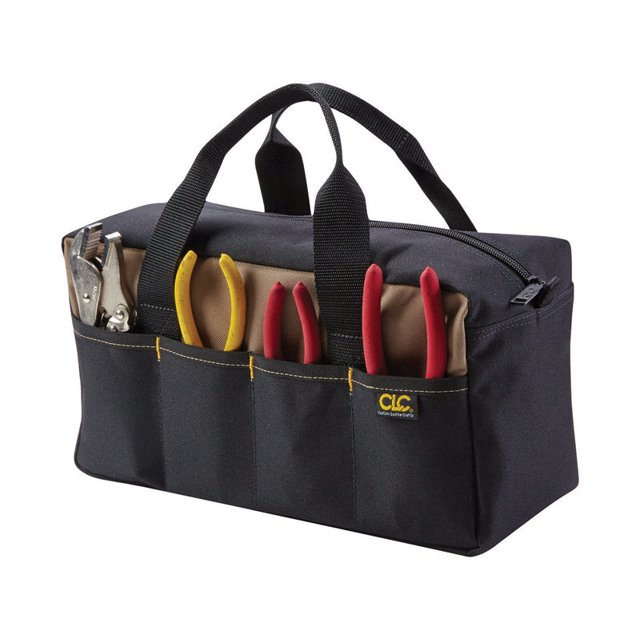 Tote CLC para herramientas, 14 x 14 x 15 cm, poliéster, 8 bolsillos, color negro y marrón