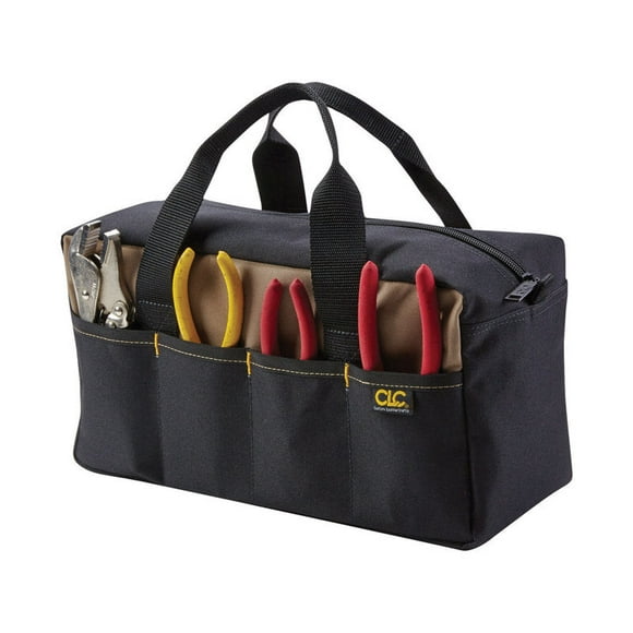 Tote CLC para herramientas, 14 x 14 x 15 cm, poliéster, 8 bolsillos, color negro y marrón