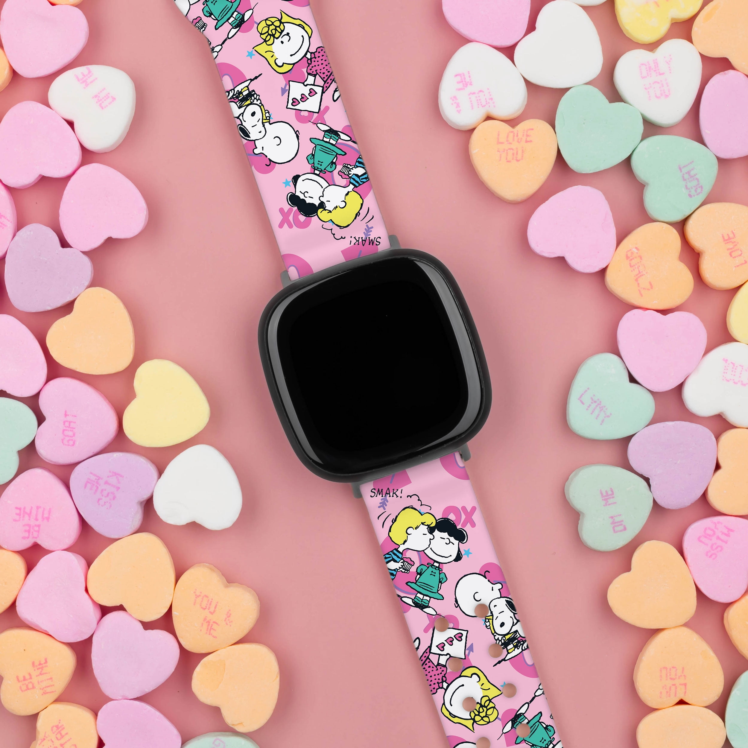 Peanuts Valentines HD Unisex Watch Band Compatible with FitBit Versa 3 & Sense (20mm Long XO) by Affinity Bands