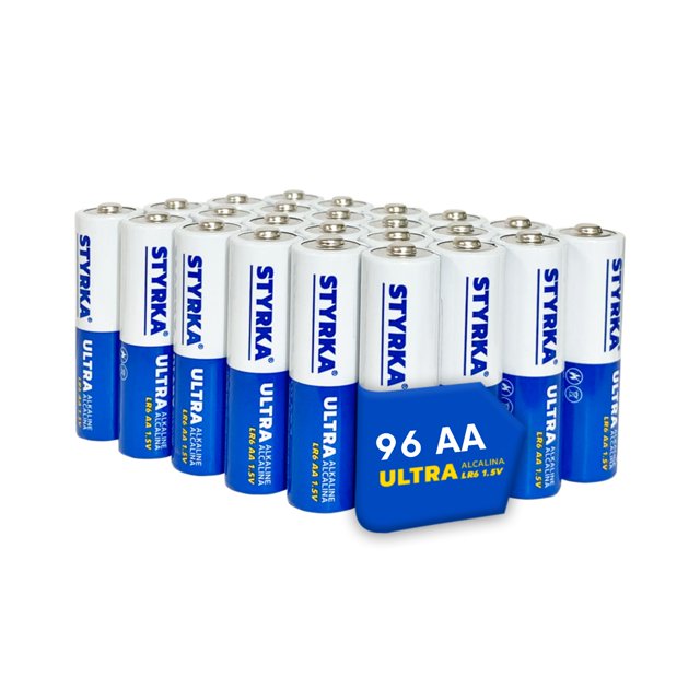 Paquete de Pilas Baterías Alcalinas AA Desechables 96 Unidades Maxima Duración Alto Rendimiento 1.5 V