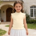 thumbnail image 2 of KHONTS Girls Summer Tank Tops Ruffle Trim Sleeveless Shirts Neck Ribbed Knit Pullover Tops,Size 1-10 Years Beige 120, 2 of 9