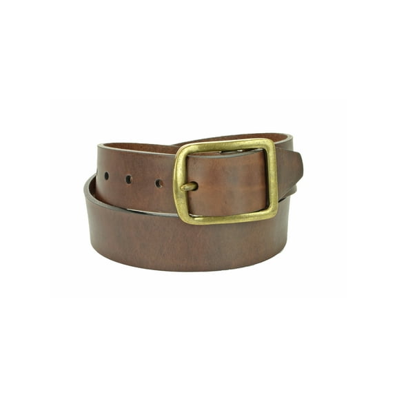 Chestnut Brown Belt with Antique Brass Finish Center Bar Buckle