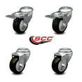 thumbnail image 2 of 3 Inch Black Polyurethane Swivel Bolt Hole Caster Set with 2 Total Lock Brake, 2 of 2