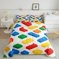 thumbnail image 2 of jejeloiu Colorful Building Blocks Full Size Comforter Sets,Geometric Toy Brick Bedding Comforter Set,Rainbow 3D Block Bedding Sets For Girls Boy,Breathable Home Decor Reversible,3-Piece, 2 of 8